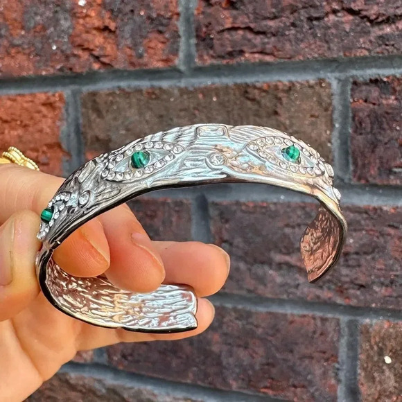 Baroque Malachite Stainless Steel Waterproof Eye Cuff Bracelet - Picture 8 of 17